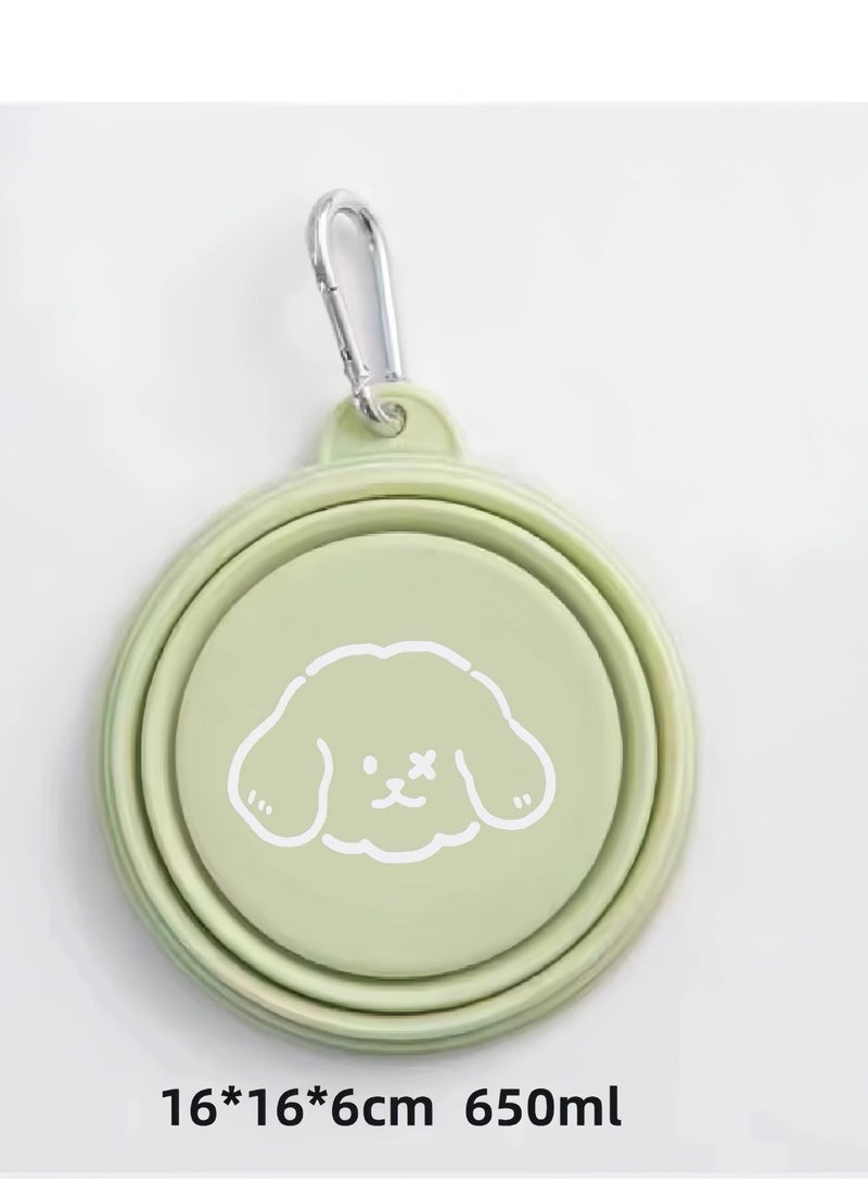 وعاء قابل للطي مع أغطية بسعة 650 مل، وعاء سفر لطيف للكلاب قابل للطي محمول للقطط وعاء ماء للحيوانات الأليفة للمشي وموقف السيارات والتخييم - Image 5