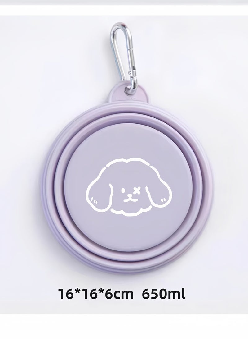 وعاء قابل للطي مع أغطية بسعة 650 مل، وعاء سفر لطيف للكلاب قابل للطي محمول للقطط وعاء ماء للحيوانات الأليفة للمشي وموقف السيارات والتخييم - Image 3