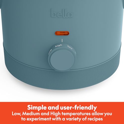 bella 1.5 Qt Slow Cooker with 3 Heat Manual Control, Ceramic Nonstick Coating, Dishwasher Safe Stoneware Pot and Tempered Glass Lid, Tangle Free Cord Wrap & Cool Touch Handles, Surf - Image 2