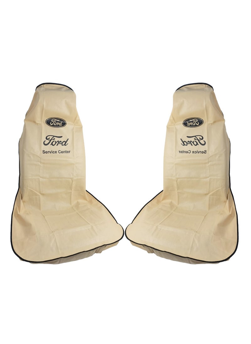 Ford 2 Pieces Universal Car Seat Dust Dirt Protection Cover Extra Protection For Your Seat, Car Seat Cover Beige  - Image 2