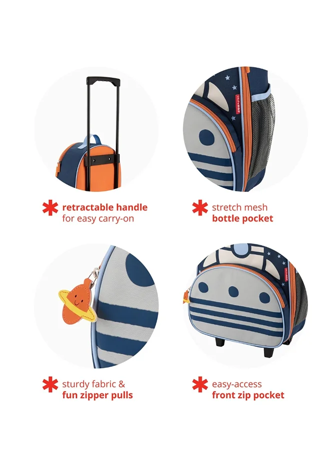 Skip Hop Spark Style Luggage - Rocket - Rolling Suitcase for Kids with Fun Design