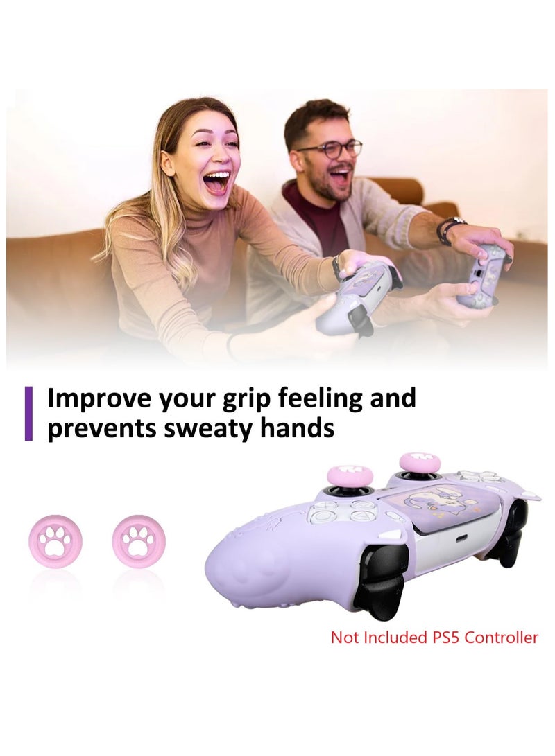 Kiboule Cute Cat Paw PS5 Controller Skin Set,Anti-Slip Silicone Protective Cover Skin Case for PS5 Wireless Controller with 2 Thumb Grip Caps and 1 Sticker - Purple - Image 5