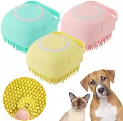 VALKYRIE Dog Bath Brush Body Scrubber Shampoo Dispenser Tick Remover for Shower Bathing and Shedding Soft Silicone Bristles Brushes Groomers for Pet Puppy Dogs Cat Rabbit Horse (Multicolor 1 pcs) - Image 2