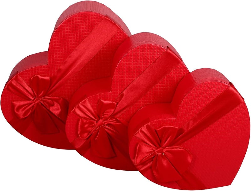 Healeved Heart-shaped Valentine Wrapping Box Set 3 Pieces (large, Medium, Small) Decorative Present Boxes with Lids for Packaging and Romantic Occasion Storage - Image 1