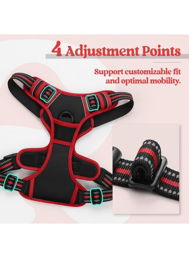 رابيتجو حزام كلاب من rabbitgoo، حزام لا يسحب للحيوانات الأليفة مع مشبكين للمقود، سترة ناعمة مبطنة قابلة للتعديل للكلاب، سترة أكسفورد عاكسة لا تخنق الحيوانات الأليفة مع مقبض تحكم سهل للكلاب الكبيرة، أسود وأحمر، مقاس صغير - Image 4