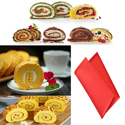 Brianver Swiss Roll Cake Mat - Flexible Multipurpose Silicone sheet Nonstick jelly roll pan Baking Tray Pastry Mat Pizza Cookies Mold（set of 2） - Image 5