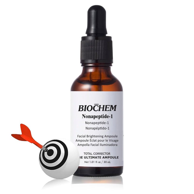 BIOCHEM Nonapeptide1 Brightening SerumDark Spot Corrector Melanin Inhibitor Ampoule for Even Skin Tone Natural Glow AntiAging Peptide Treatment for Face Neck101 fl oz30 mL