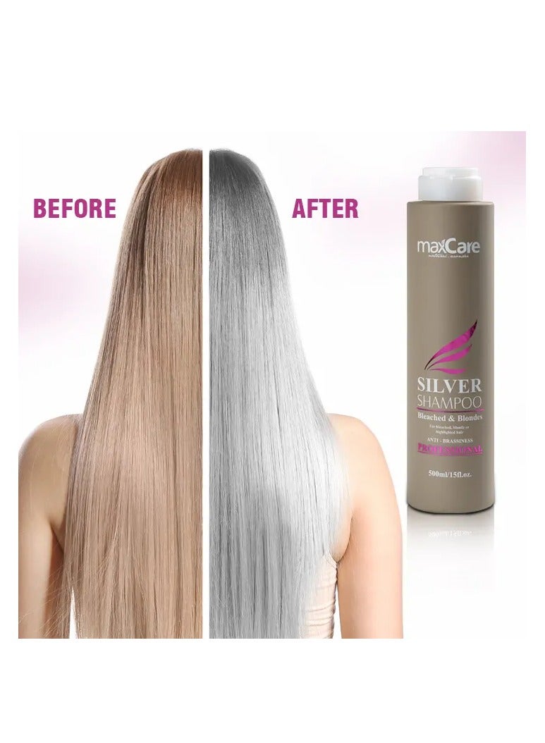MaxCare Anti-Brass Silver Shampoo 500ml – Professional Formula for Blonde & Silver Hair Maintenance - Image 5