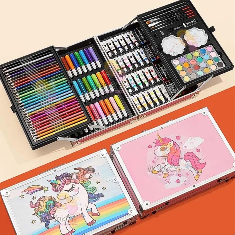 Parssufy 145 Pieces Art Set for Kids with Unicorn Theme Storage Case, Art and Craft Supplies Kit for Drawing and Painting with Oil Pastel, Water Color, Color Pencils, Sketch Pen (Unicorn Design-Pink) - Image 2