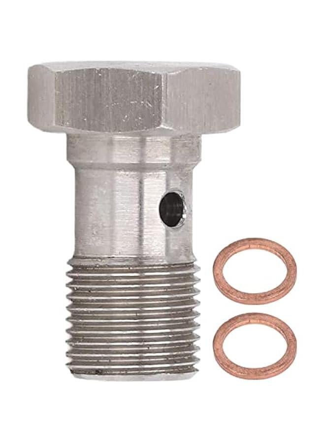Generic Universal 12mm Diameter M12x1.0 Banjo Hose Barb Bolt Fittings, Metric Thread Banjo Bolt Brake Fitting Adapter with Copper Washers for Brake Clutch Lines Turbo Oil Feed  - Image 1