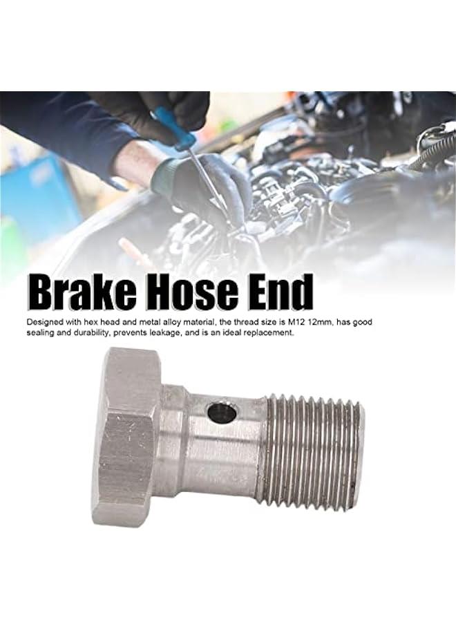 Generic Universal 12mm Diameter M12x1.0 Banjo Hose Barb Bolt Fittings, Metric Thread Banjo Bolt Brake Fitting Adapter with Copper Washers for Brake Clutch Lines Turbo Oil Feed  - Image 2