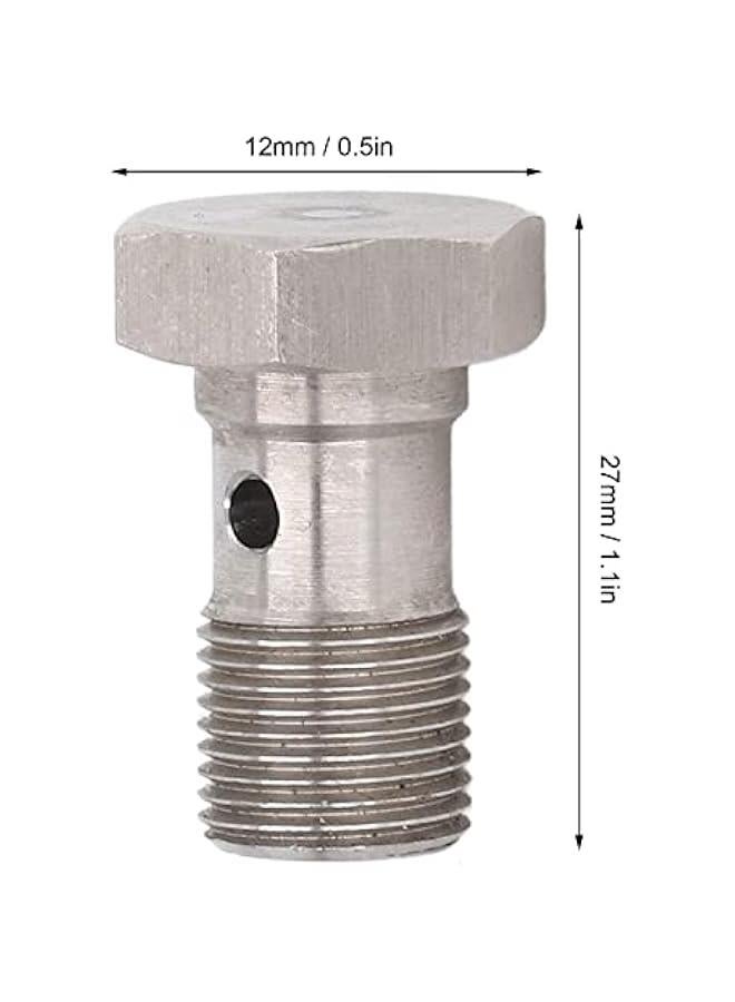 Generic Universal 12mm Diameter M12x1.0 Banjo Hose Barb Bolt Fittings, Metric Thread Banjo Bolt Brake Fitting Adapter with Copper Washers for Brake Clutch Lines Turbo Oil Feed  - Image 5
