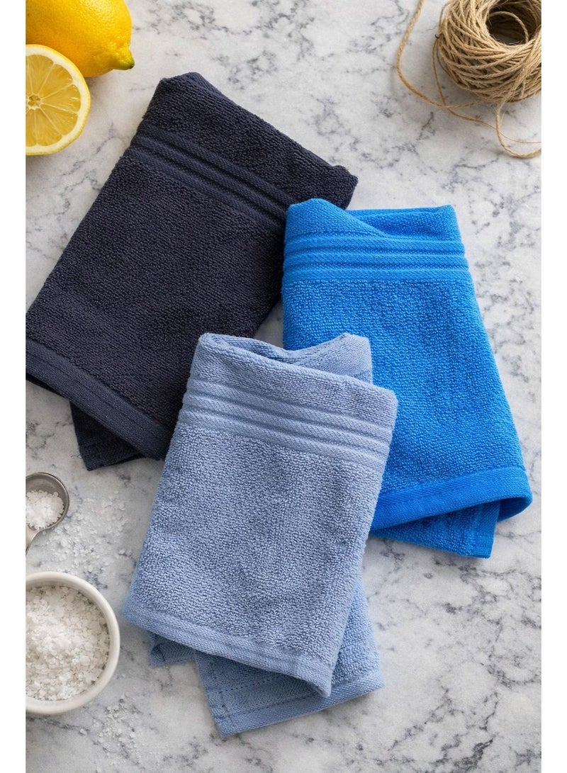 toãlla 3-piece kitchen towel set, black - grey- turquoise , fluffy, highly absorbent, size 50*50 cm, 100% cotton, practical and easy to clean. - Image 4