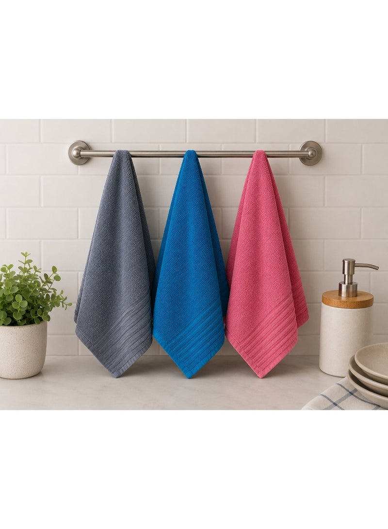 toãlla 3-piece kitchen towel set, black - grey- turquoise , fluffy, highly absorbent, size 50*50 cm, 100% cotton, practical and easy to clean. - Image 2