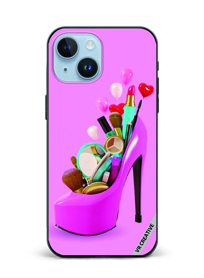VR CREATIVE Protective Case Cover For Apple iPhone 15 Plus Barbie Shoe Design Multicolour - Image 1