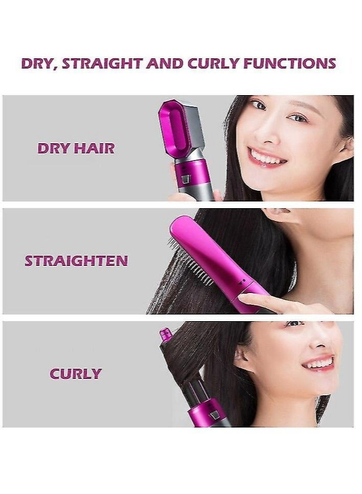 "5-in-1 High-Quality Curling Iron and Hot Air Styler Brush - Negative Ion Hair Straightener and Curler with Drying Comb, Ideal for Curling and Straightening" - Image 2