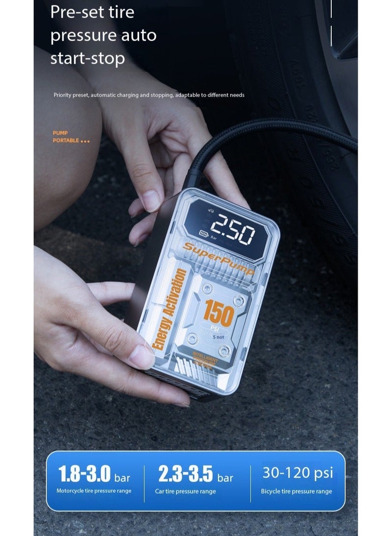 SUITU Portable tyre inflator, tyre inflator with LCD display, suitable for car tyres, motorbikes and bicycles - Image 4