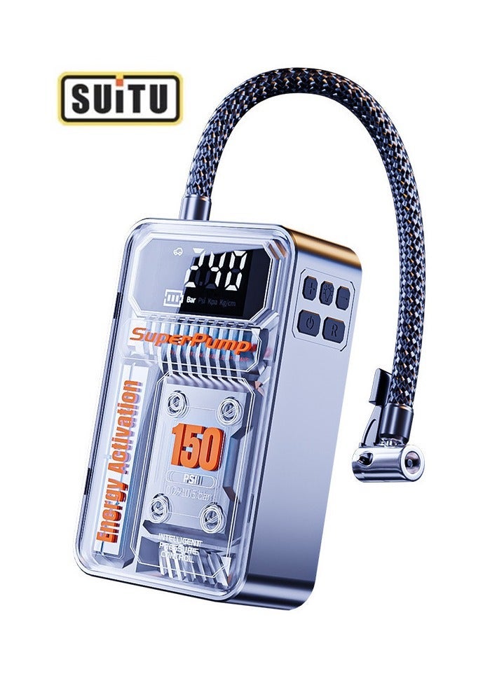 SUITU Portable tyre inflator, tyre inflator with LCD display, suitable for car tyres, motorbikes and bicycles - Image 1