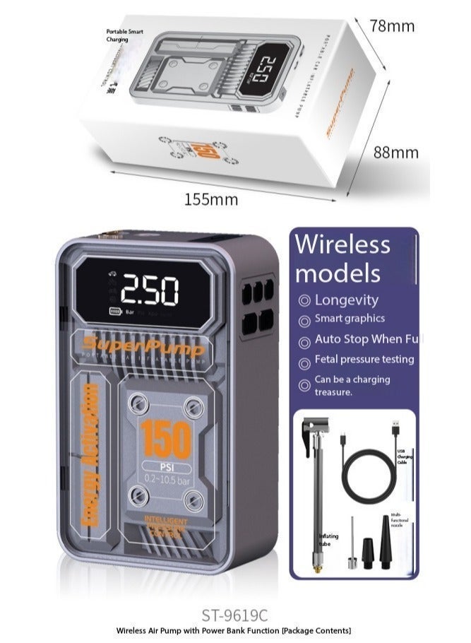 SUITU Portable tyre inflator, tyre inflator with LCD display, suitable for car tyres, motorbikes and bicycles - Image 2