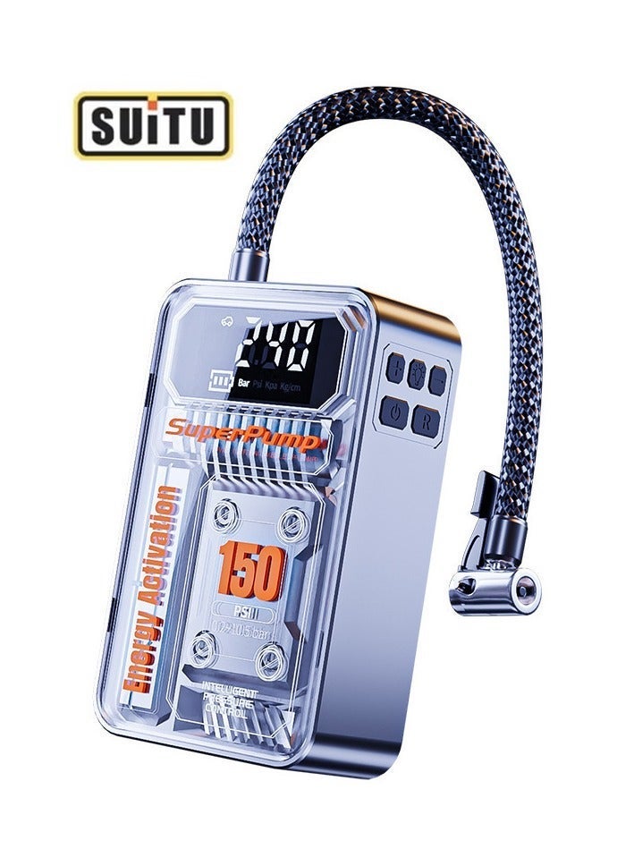 SUITU Portable tyre inflator, tyre inflator with LCD display, suitable for car tyres, motorbikes and bicycles - Image 2
