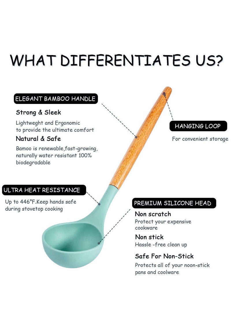 Kitchen set 12Pcs Silicone Spatula Set Silicone Cooking Utensil Set Silicone Kitchen Utensil Set Wooden Handles Utensils Tool for Nonstick Cookware Rubber Spatula Set Heat-Resistant Spatula - Image 3