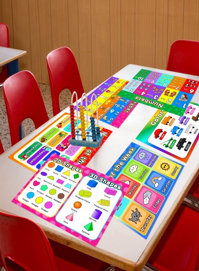 OBUSATT Educational Preschool Placemats for Kids Set of 6 Reusable Plastic Toddler Placemat Wipeable Washable Children Montessori Eat Table Mat for Nursery Homeschool Kindergarten Classroom Dining Table - Image 5