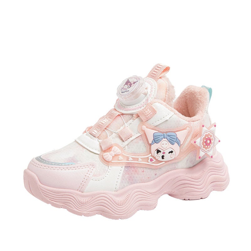 Children's Non-Slip Fleece-Lined Sneakers – Warm Autumn Shoes for Girls - Image 1