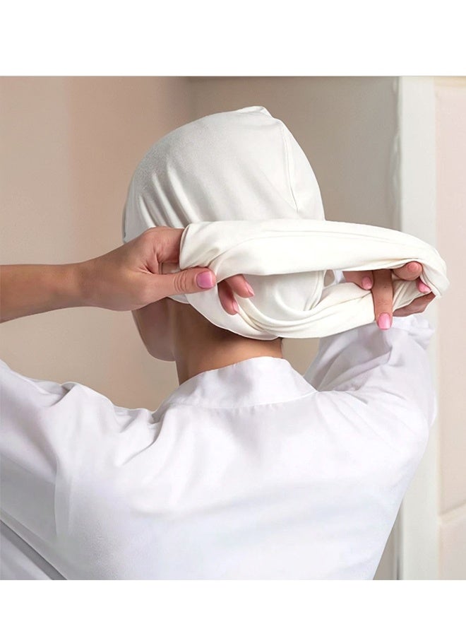 Women Solid Color Cotton Hijab Adjustable Stretch Turban Headband Soft Breathable Headscarf for Daily Wear Eid Gatherings Casual Outings Lightweight Comfort Fit All Day Use,White - Image 4