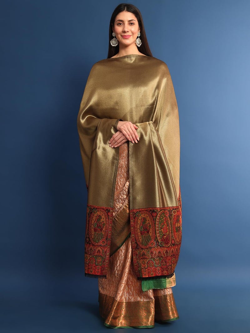 Pashmoda Women Anmol Zari Kaani Border Fine Wool Shawl, Shawl, Scarf, Heritage Kashmiri Pashmina Stole, Evening Wrap (Size: 101 X 203 CM) - Image 2