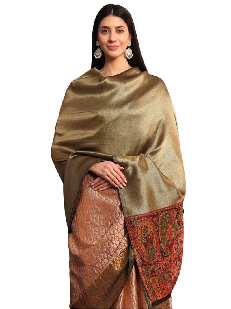 Pashmoda Women Anmol Zari Kaani Border Fine Wool Shawl, Shawl, Scarf, Heritage Kashmiri Pashmina Stole, Evening Wrap (Size: 101 X 203 CM) - Image 1