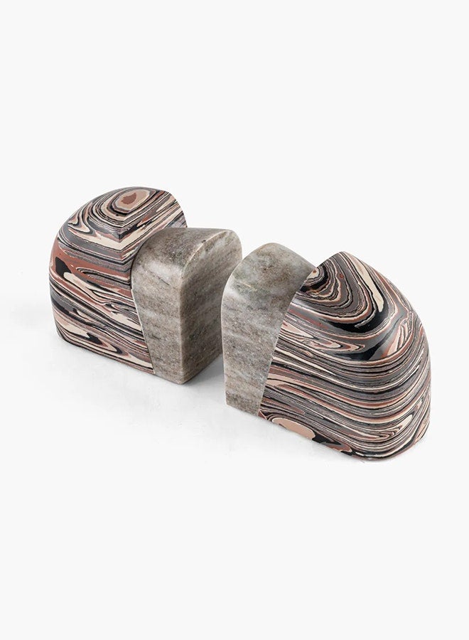 Multicolour Marble Effect Bookends Set