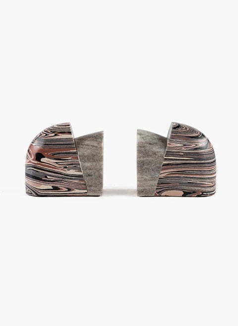 Multicolour Marble Effect Bookends Set