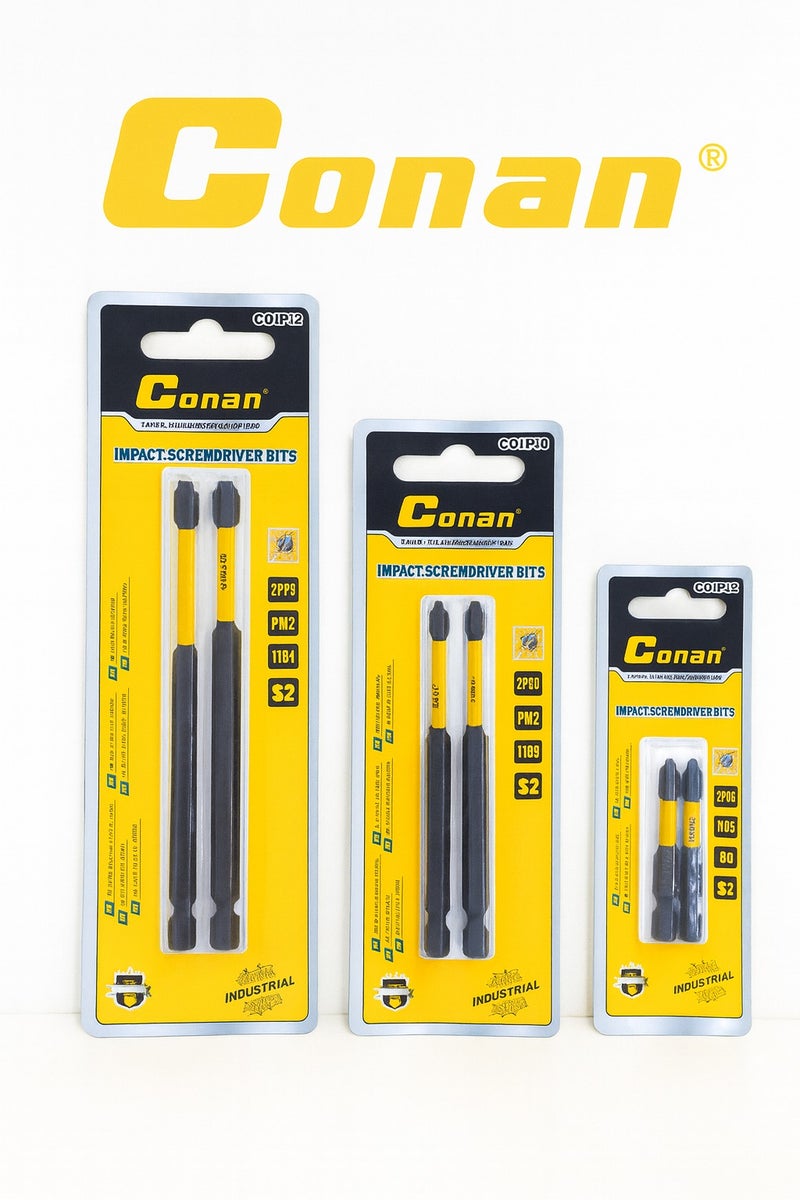Conan 3 Sets Conan Professional Phillips Drill Screwdrivers – Models COIP12, COIP10 & COIP50 – Industrial S2 Steel – PH2 Tip – L127, L100 & L50 mm – 2 Pieces (each type) - Image 1