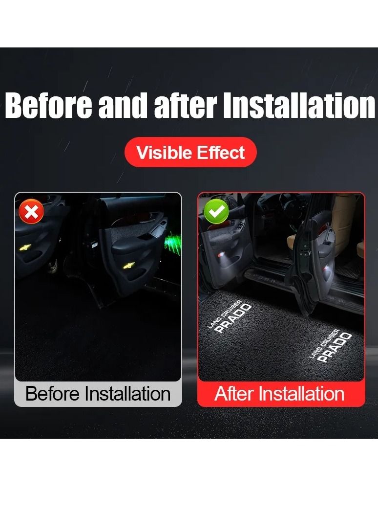 Vierex Toyota Prado 2003 To 2009 Door Logo Light Prado Accessories Welcome Projector Light Super Bright Logo Plug and play Door Sill Light - Image 4