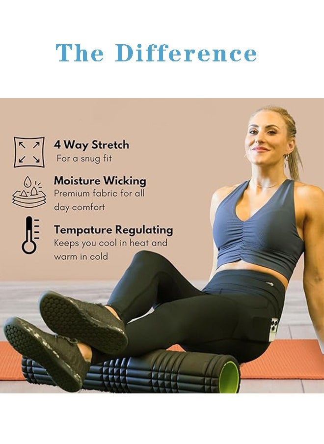 Lemon Compression Leggings for Women,  with1Pockets, Tummy Control Workout Gym Running Yoga Pants(Whale Blue)  - Image 4