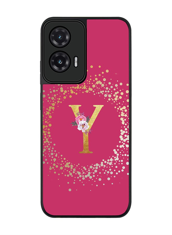 Stylizedd For Motorola Moto G35 Case,Slim fit Camera Protection, Shockproof Thin Phone cover  - Custom Monogram Floral - Y ( Deep Pink )