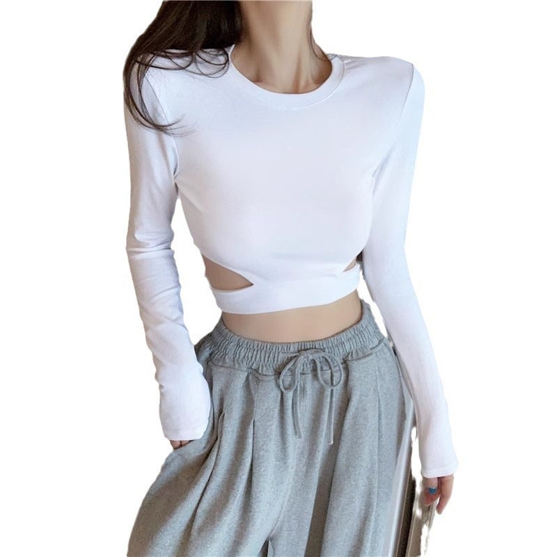 Women's Long-Sleeve Cropped Cutout T-Shirt - Image 4