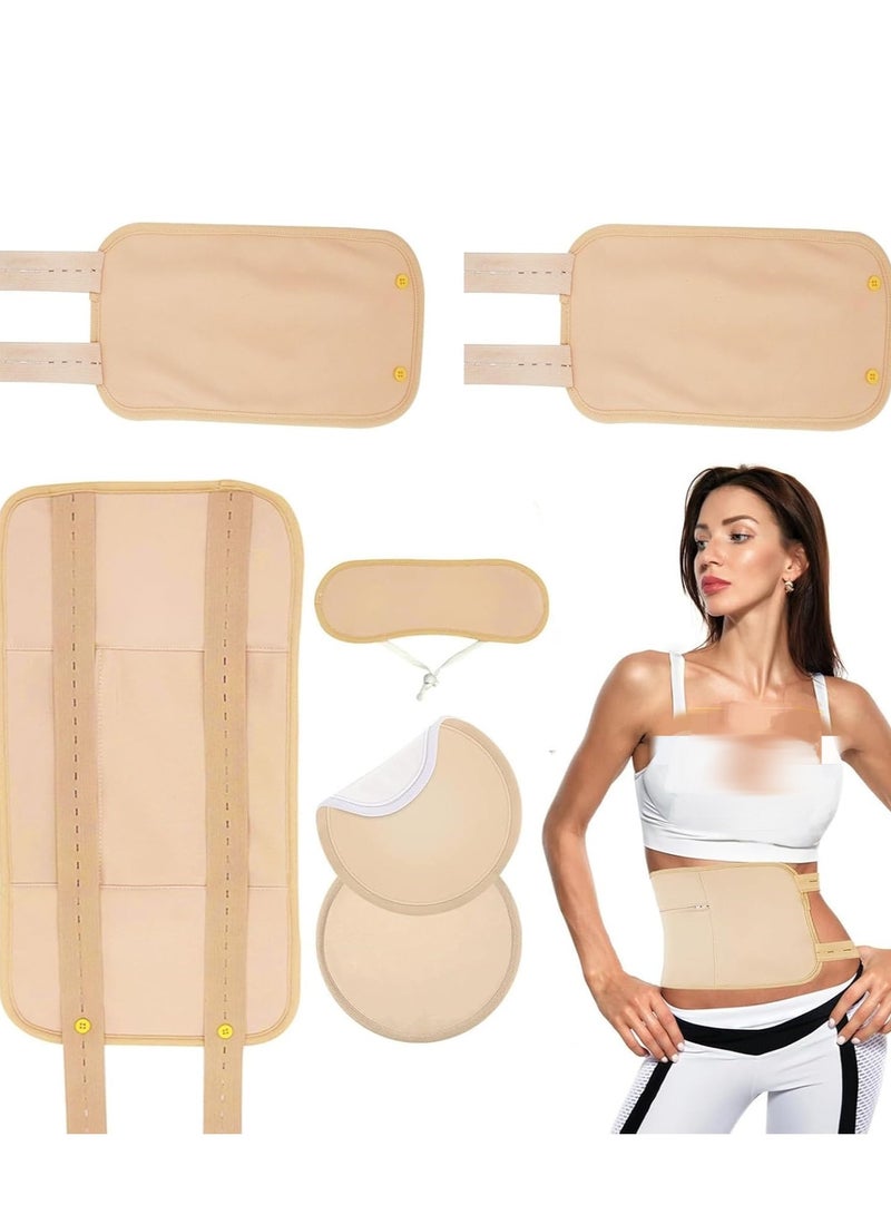 MJZ 6 Pack Castor Oil Pack Wrap, Reusable Organic Castor Oil Pack Kit for Waist and Neck, Castor Oil Packs with Adjustable Elastic Strap Bamboo Cotton Machine Washable Anti Oil Leak(6 Pack Set)  - Image 1