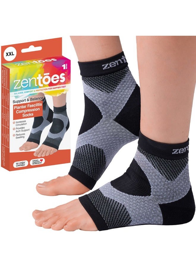 Zentoes Plantar Fasciitis Compression Socks with Arch and Ankle Support, Moisture Wicking, Open Toe Design (XXL) - Image 1