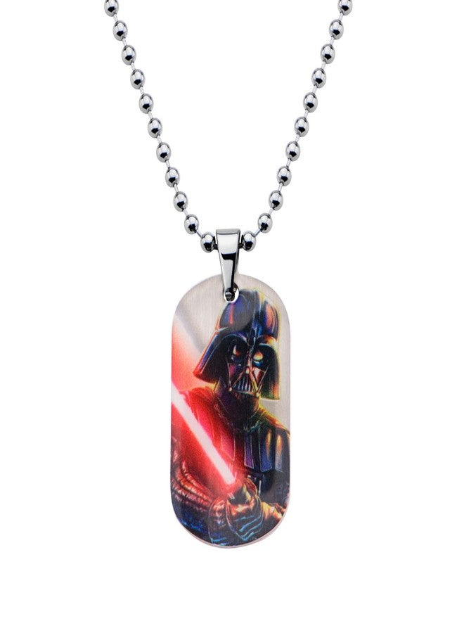 INOX Star Wars Jewelry Unisex Darth Vader Graphic Dog Tag Kid's Pendant Necklace, 18" - Image 1