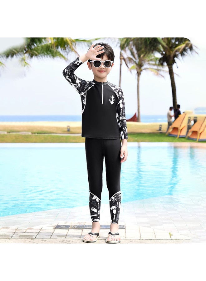 YouYou Children's Swimwear Boys Two-piece Long Sleeve Long Pants Swimwear 2025 New Style Large Children Boys Hot Spring Swimming - Image 3