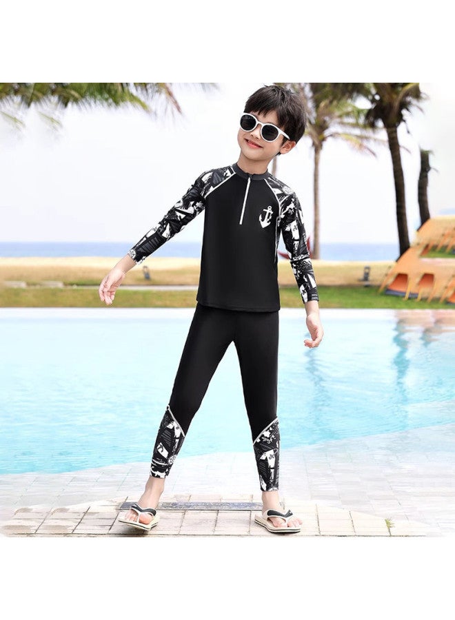 YouYou Children's Swimwear Boys Two-piece Long Sleeve Long Pants Swimwear 2025 New Style Large Children Boys Hot Spring Swimming - Image 5