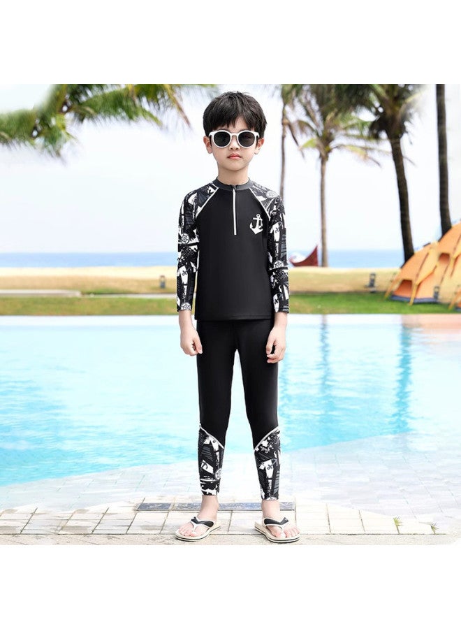 YouYou Children's Swimwear Boys Two-piece Long Sleeve Long Pants Swimwear 2025 New Style Large Children Boys Hot Spring Swimming - Image 4