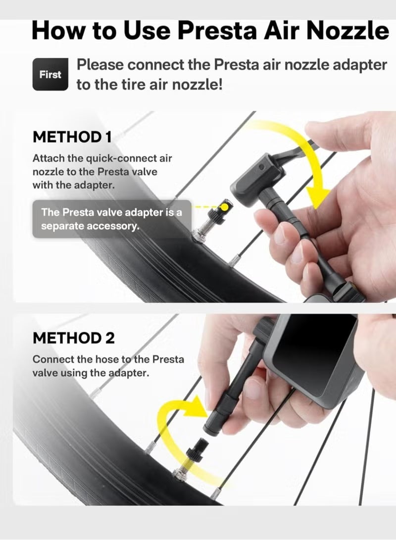 HOTO Mini Electric Air Pump – HOTO Pocket Tire Inflator with 150 PSI Max, Fast USB-C Charging, Custom Presets, Digital Display, Lightweight Design – Black – QWCQA002 - Image 3