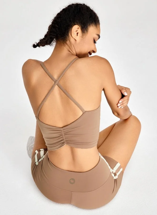 Kawn.yoga Chamoisee Brown Womens X Back Sports Bra for Women | Best Price UAE