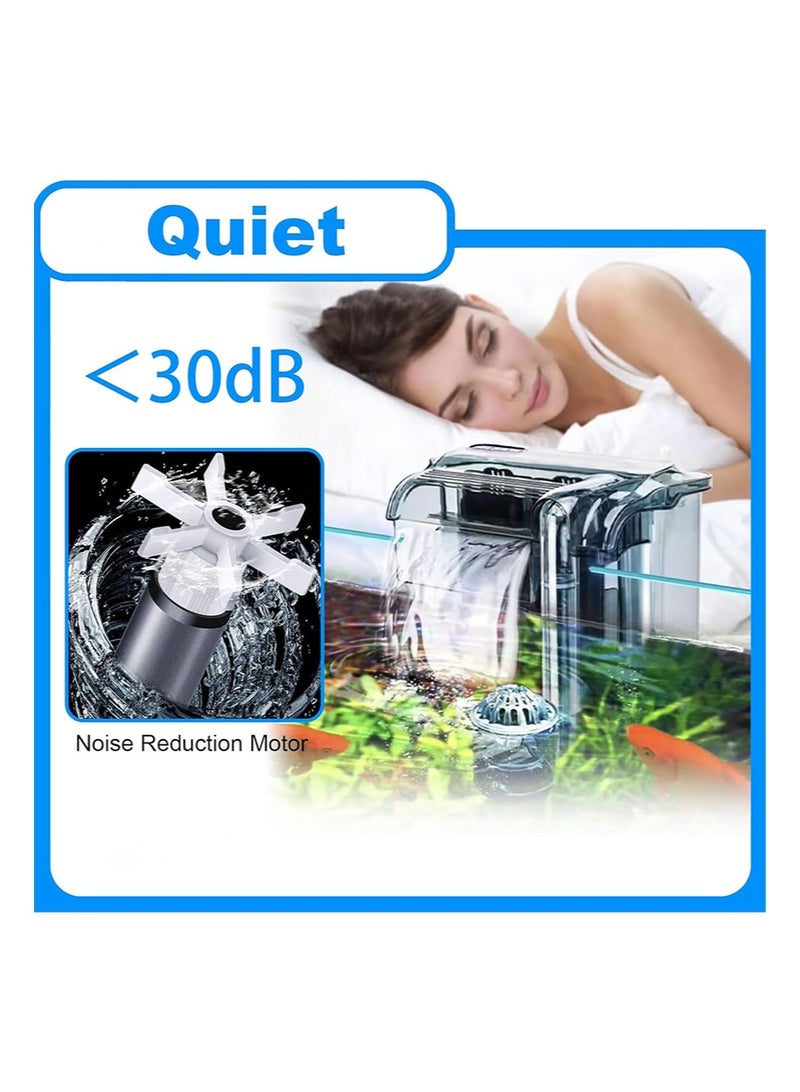 Aikanbo Aquarium Filter with Surface Skimmer, Hanging Aquarium Filter, Waterfall Filtration System，Quiet Fish Tank Water Purification Circulation System，Adjustable Flow Rate Aquarium Filter，Suitable for Most Aquariums and Fish Tanks - Image 2