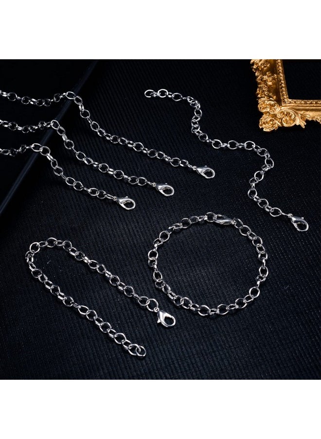 Housweety 12 Silver Plated Chain Bracelets Fit Clip On Charm 20Cm(7 7/8")，Lobster Clasp Link Chain Bracelets For Men Women Mens Bracelet Chain Bracelets For Men Jewelry Men Gifts (Silver Type 1)  - Image 5