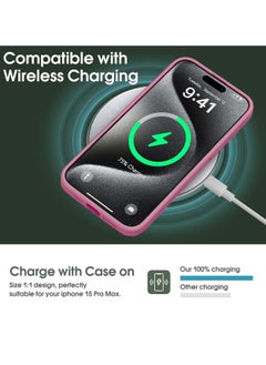 Wtech Premium Soft Liquid Silicone Case Cover For Apple iPhone 15 Pro 2023 Hot Pink  - Image 5