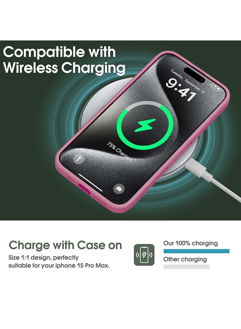 Wtech Premium Soft Liquid Silicone Case Cover For Apple iPhone 15 Pro 2023 Hot Pink - Image 5