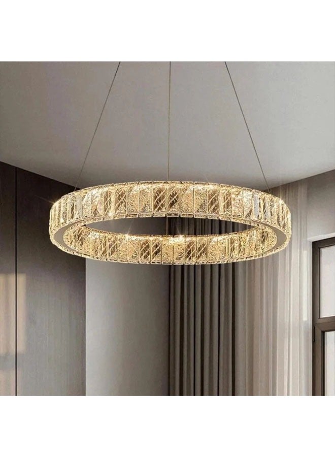 إسكدنيا ثريا كريستال دائرية معلقة – تصميم فاخر بإضاءة LED للمجالس والصالات - Image 1
